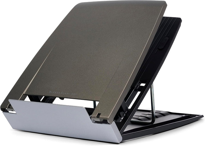 BakkerElkhuizen Ergo-Q 330, Mobiler Laptopständer mit Dokumentenhalter, klappbar, 6 Höhen, Grau/Silb