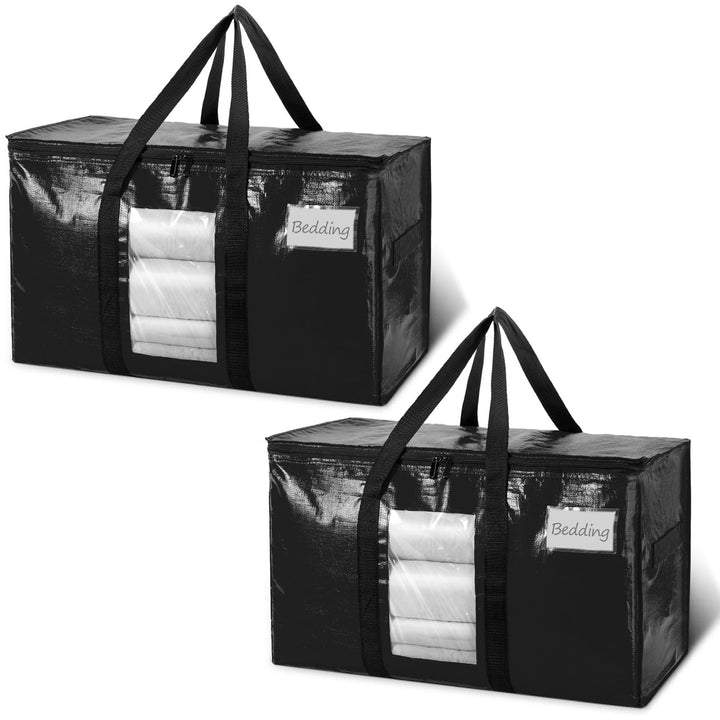 TAILI Extra Grosse Umzugstasche, 2 PCS Aufbewahrungstaschen mit Reissverschluss, Robuste Schwarz gro