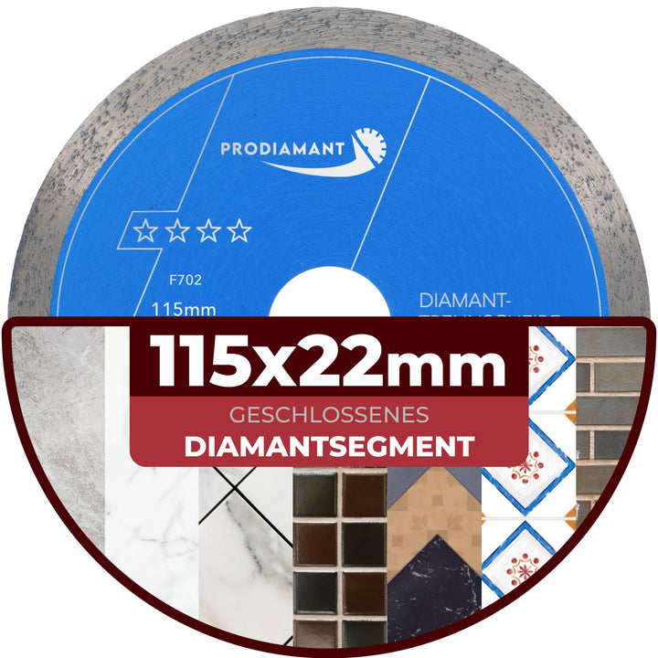 PRODIAMANT Profi Diamant-Trennscheibe Prorim 115 mm x 22,23 mm kein ausbrechen bei glasierten Fliese