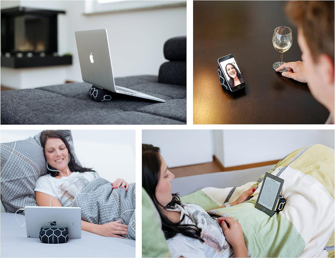 SmartTurtle® Handy/Tablet Kissen Made in Austria, Blau iPhone iPad Halterung, für Bett, Sofa, Tisch,
