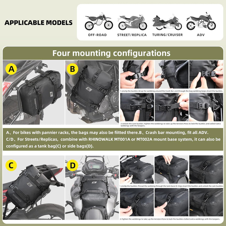 Rhinowalk Motorrad Sturzbügeltasche Wasserdicht 6L Motorradrahmen Tasche für Motorrad Schutzbügel Sa