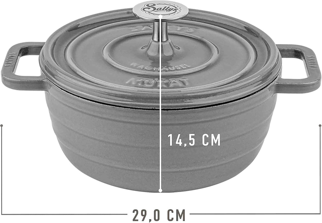 Sallys 'Murat' Gourmet Gusseisentopf inklusiv Inspirations-Kochheft mit Deckel, emaillierte Beschich