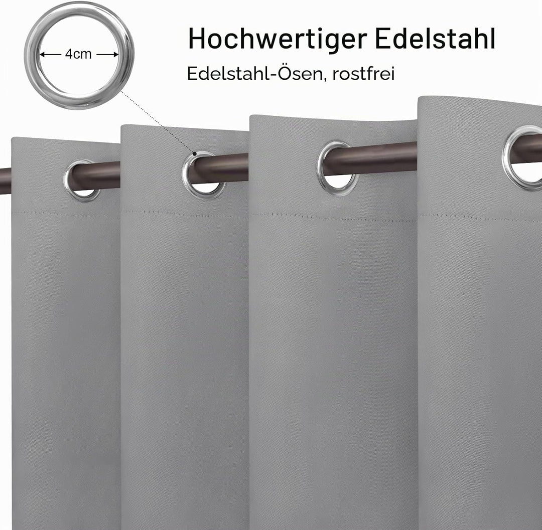 Outdoor Vorhang Wetterfest, Outdoor Vorhänge Wasserdicht mit Ösen Oben und Unten, Sichtschutz Sonnen