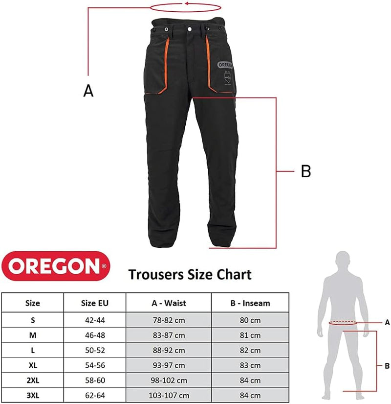 Oregon Yukon Kettensägen-Schnittschutzhose, Typ A Klasse 1, Grösse XL (EU 54-56) (295435/XL Hose XL,