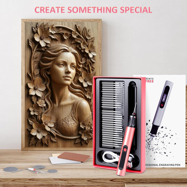 Customizer Gravierstift Set kabellos, wiederaufladbarer Customizer Engraving Pen mit 3 Geschwindigke