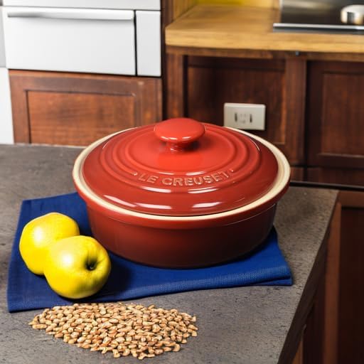 Le Creuset Ofenkäseform mit Deckel aus Steinzeug, Kirschrot, 91044600060010