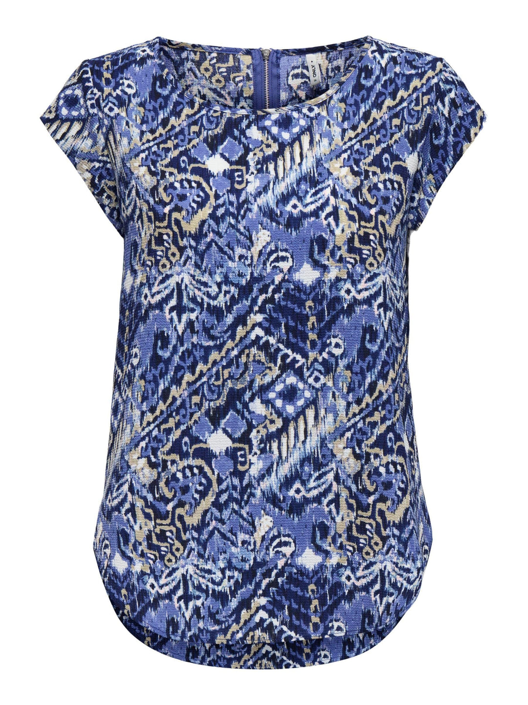 ONLY Damen Onlvic S/S Solid AOP Top Ptm T-Shirt, Blusenshirt, Kurzarm 36 Amparo Blue, 36 Amparo Blue