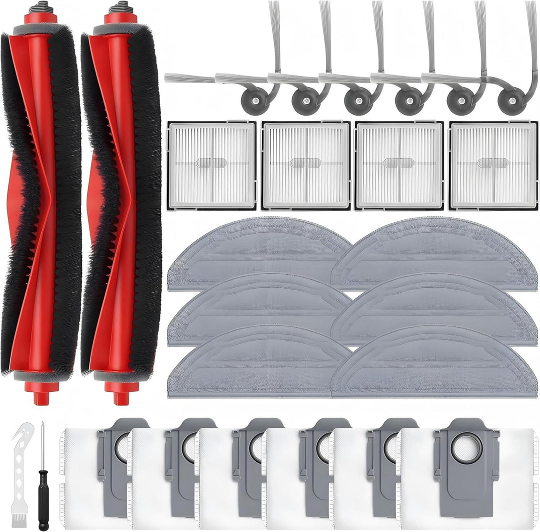 26 Pack Ersatzzubehörteile für Roborock Q10 S5/Q10 S5+/Q10 X5/Q10 X5+Roboterstaubsauger mit 2 Walzen