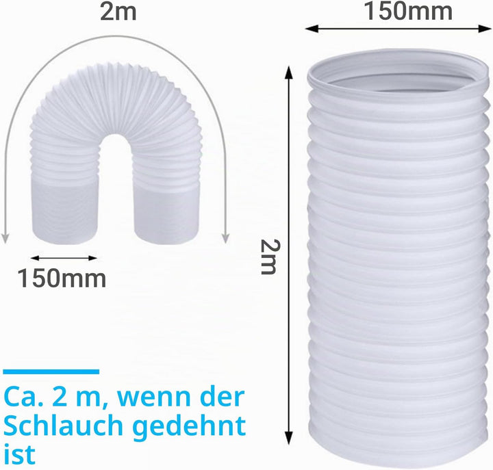 Abluftschlauch, Abluftschlauch Klimagerät Schlauch für Klimaanlag, 2m Klimaanlage Schlauch Gegen Den