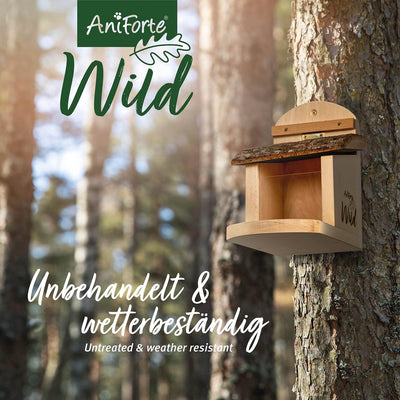 Aniforte Wild - Eichhörnchen Futterhaus inkl. Eichhörnchenfutter, Massiv-Holz aus nachhaltiger EU Wa
