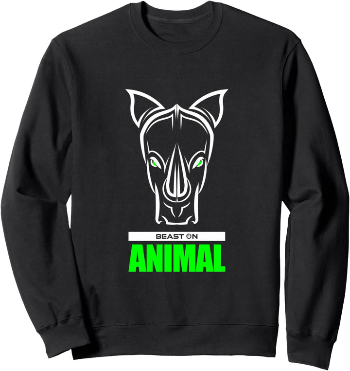 Gym Rhino Kopf Grün Animal Gains Workout Fitness Training Sweatshirt