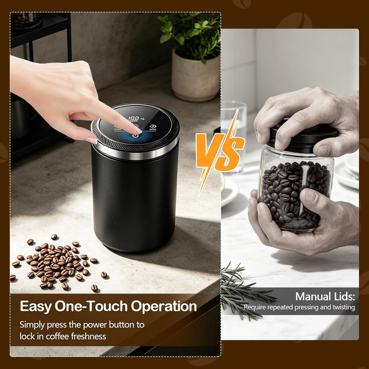 Automatischer Smarter Vakuum-Kaffeebehälter aus Edelstahl | Smarter Vakuum-Kaffeebehälter luftdicht