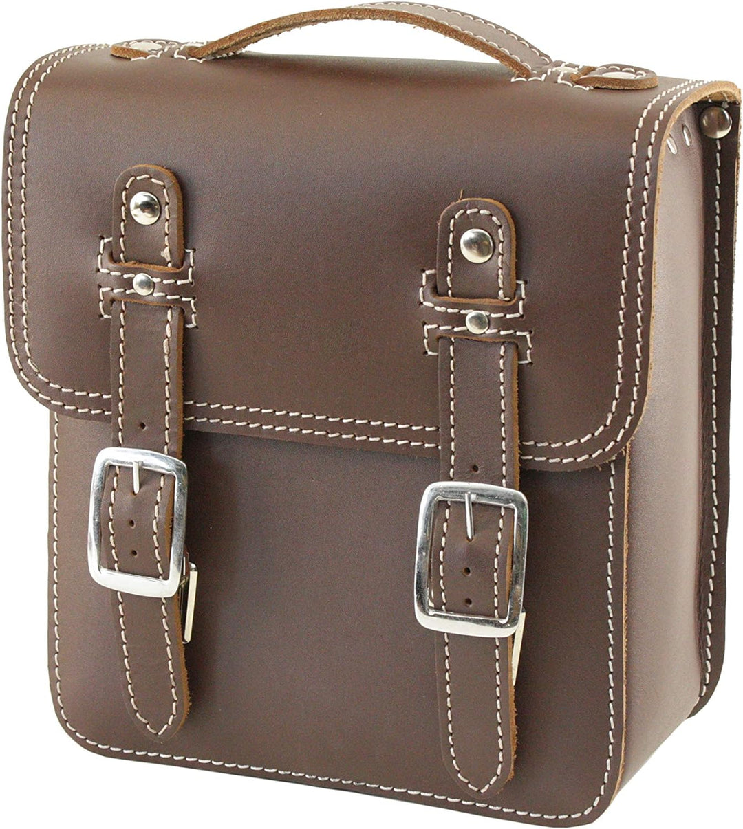 made4bikers Kleine Leder-Hecktasche mit Schnellverschluss-Gepäckträgertasche, braun, passend für Sim