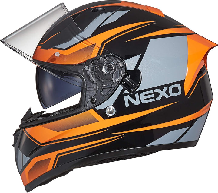 Nexo Integralhelm Sport II - Kratzfeste Visierung - Thermoplast - Belüftung Orange XL, Orange XL