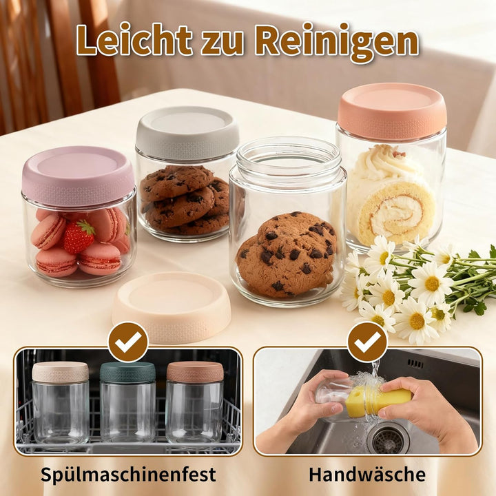 6 Stück Overnight Oats Gläser, 500ml & 300ml Meal Prep Gläser, Overnight Oats Glas mit Deckel für Sa