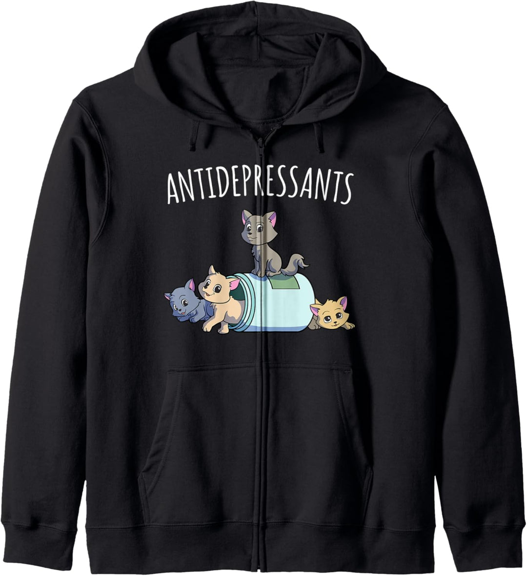 Katze Antidepressivum Lustige Katze Kawaii Katzen als Happy Pill Kapuzenjacke