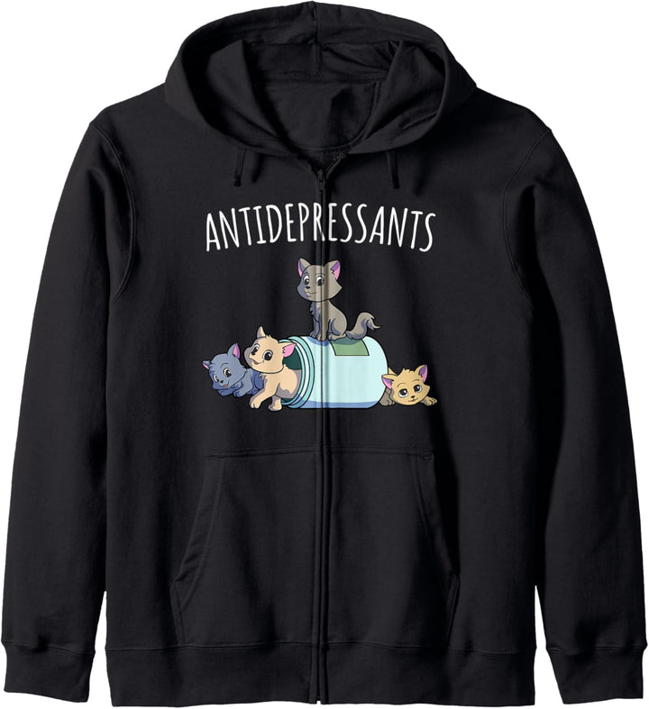 Katze Antidepressivum Lustige Katze Kawaii Katzen als Happy Pill Kapuzenjacke