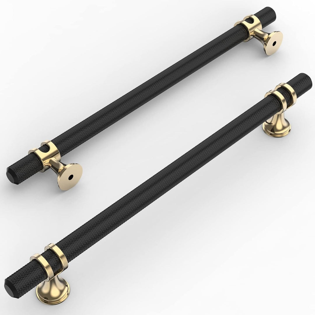 Amerdeco 10 Stück Möbelgriffe Schwarz 192mm Lochabstand Schubladen Griffe für gold Küchenschränke Sc