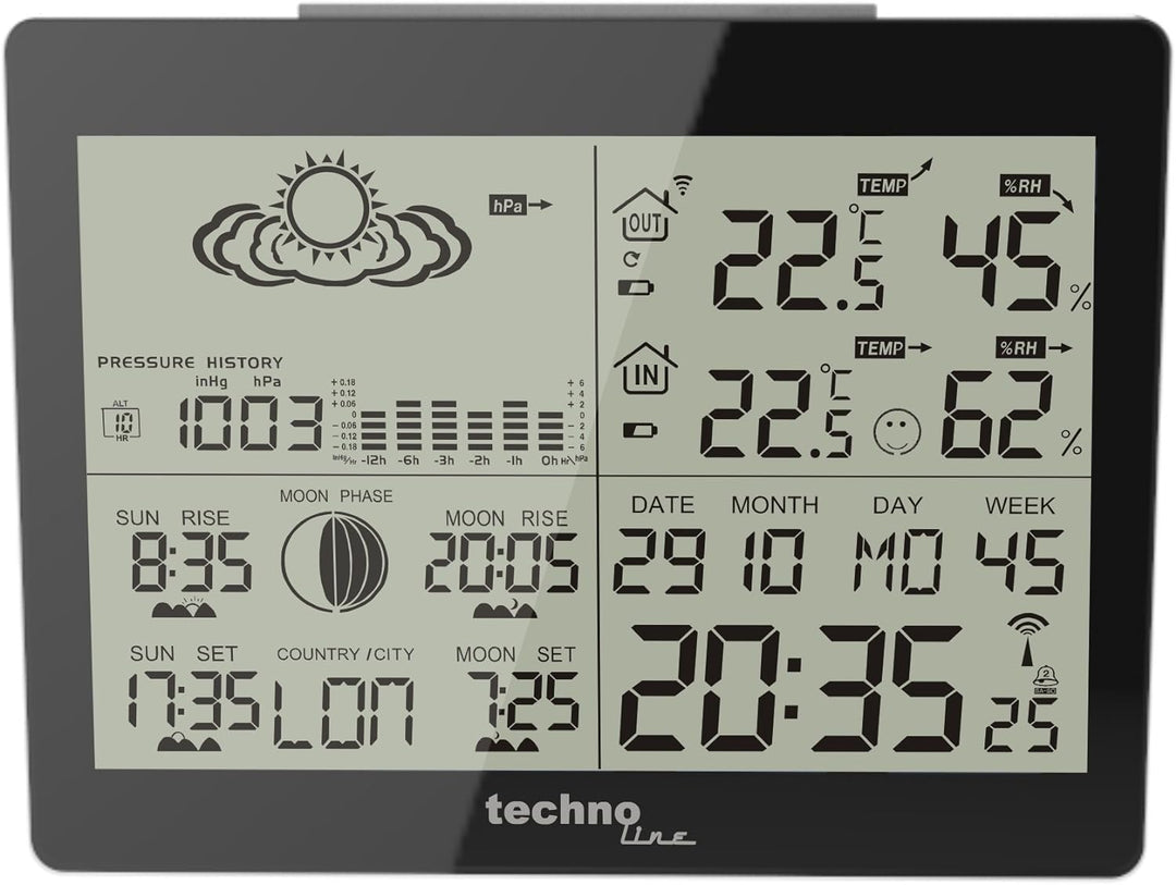 Technoline WS 6760 moderne Wetterstation mit Vorhersage von Wettersituation und Anzeige von Mondphas