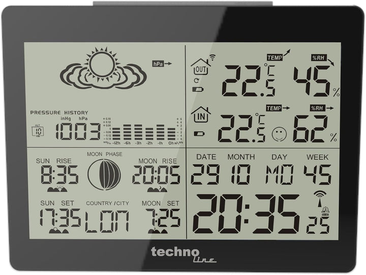 Technoline WS 6760 moderne Wetterstation mit Vorhersage von Wettersituation und Anzeige von Mondphas