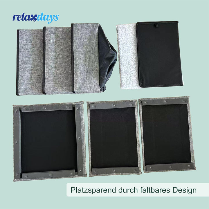 Relaxdays Hundetreppe, 3 Stufen, Höhle & Stauraum, HxBxT: 43 x 75 x 33 cm, faltbar, Hunderampe Bett