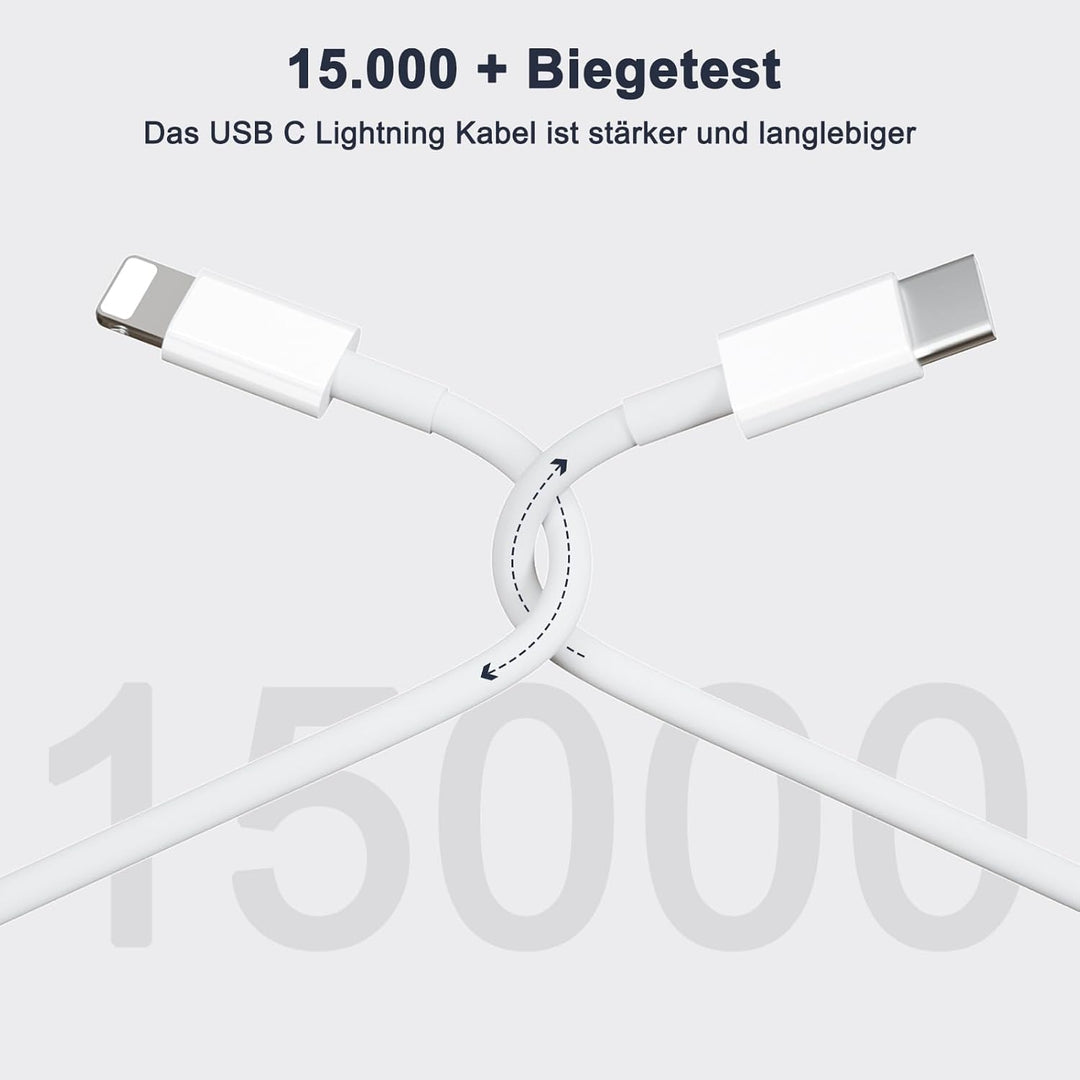 USB C Ladegerät mit iPhone Ladekabel 2M, 20W iPhone Schnellladegerät mit Ladekabel iPhone, iPhone La