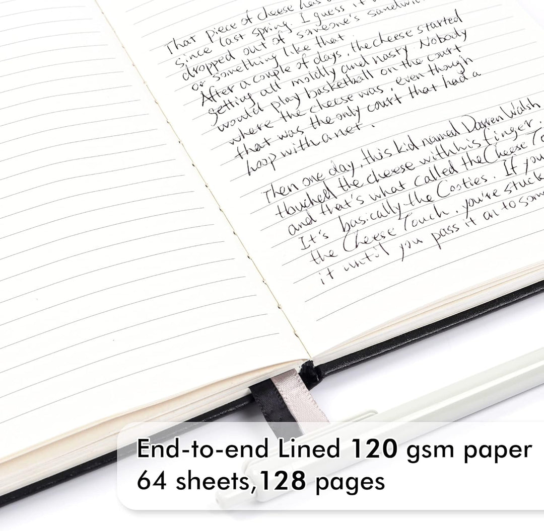Notizbuch A5 liniert Hardcover, Feela 5 Notizbücher Set, Journal Buch mit 3 Gelstifte schwarz, 120 G
