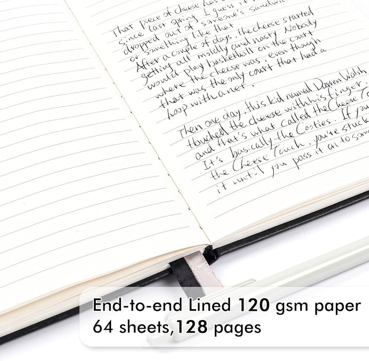 Notizbuch A5 liniert Hardcover, Feela 5 Notizbücher Set, Journal Buch mit 3 Gelstifte schwarz, 120 G