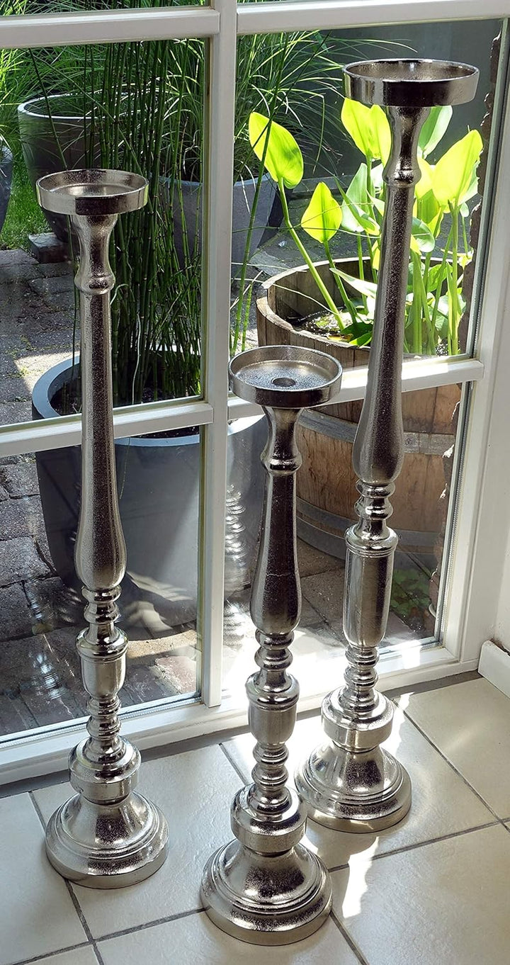 Kerzenständer Kerzenhalter Aluminium Deko Gross Silber Raw - Kerzenleuchter Modern aus Metall - XXL