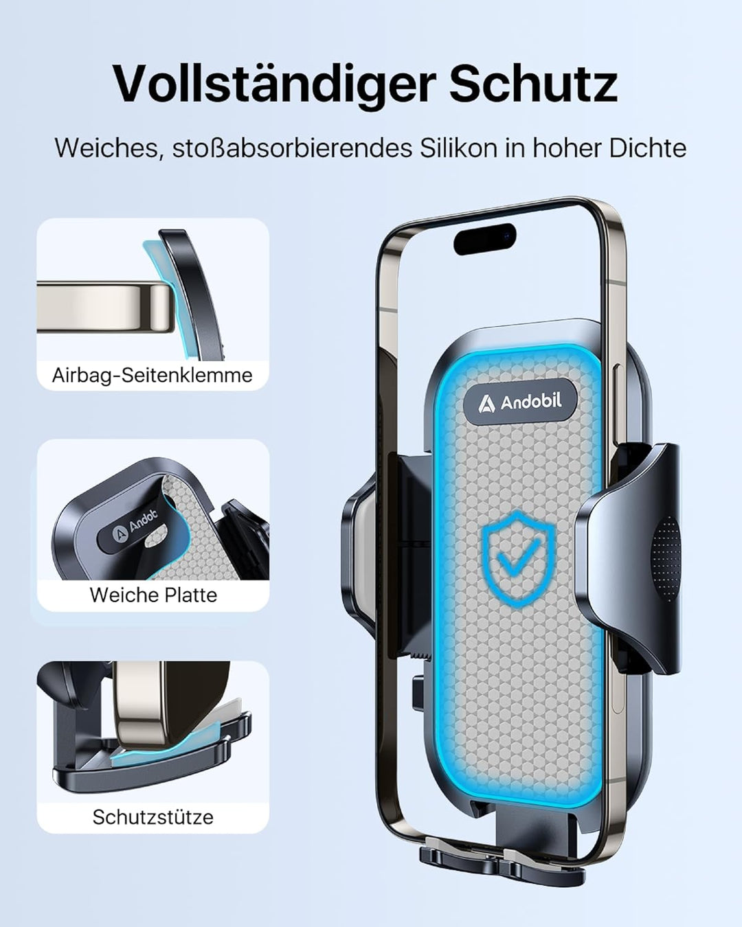andobil Handyhalterung Auto [2026 Neueste Saugnapf] 3 in 1 Saugnapf & Lüftung Halter Universale KFZ