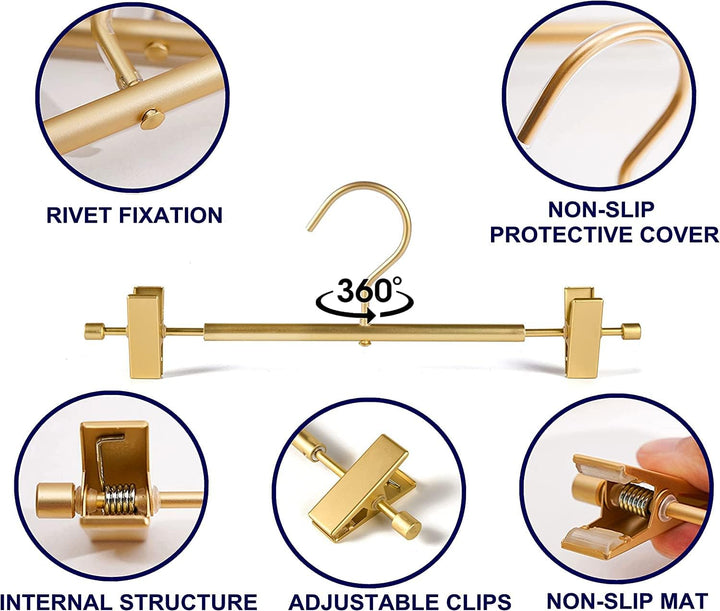 Amber Home 20 Stück 31cm Matt Gold Eisen Kleiderbügel, Leichte Aluminum Metall Hosenbügel Aufhänger