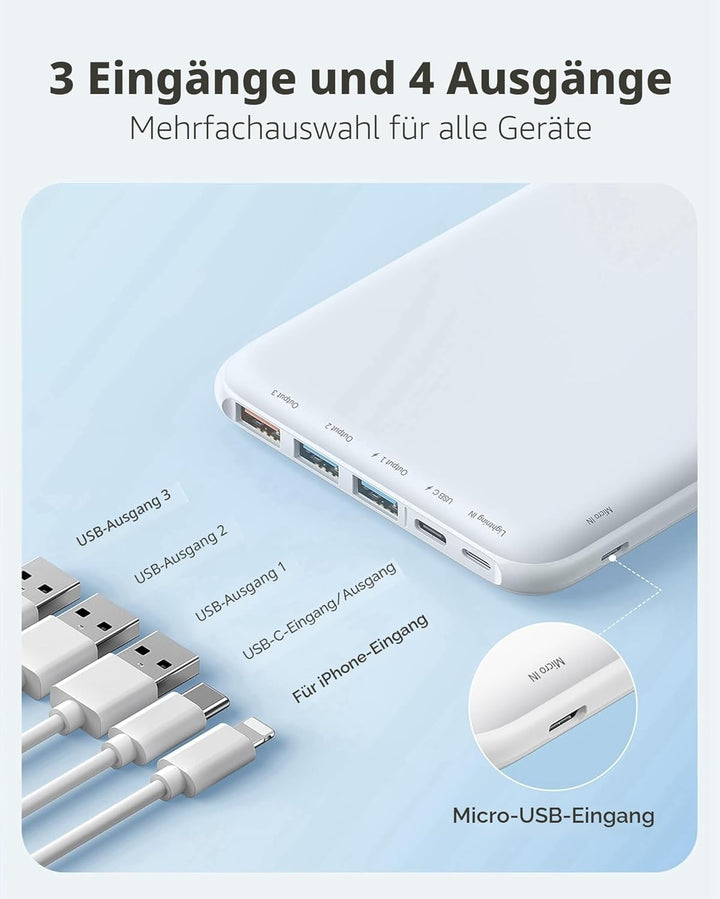 Charmast 26800mAh Powerbank USB C Externer Akku dünne Power Bank Handy Tragbares Ladegerät mit 3 Ein