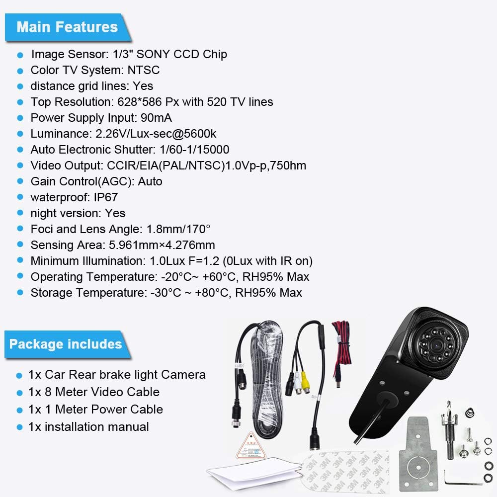 Rückfahrkamera Transporter Van Bremslicht Bremsleuchte Kamera Rückfahrsystem im 3. Bremslicht mit Rü