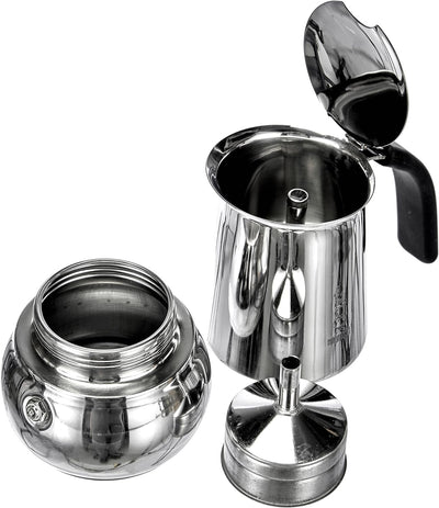 Bialetti 4883 Kitty 6 Tassen, Espressokocher Edelstahl, Rostfreier Stahl, Silber 6 Tassen