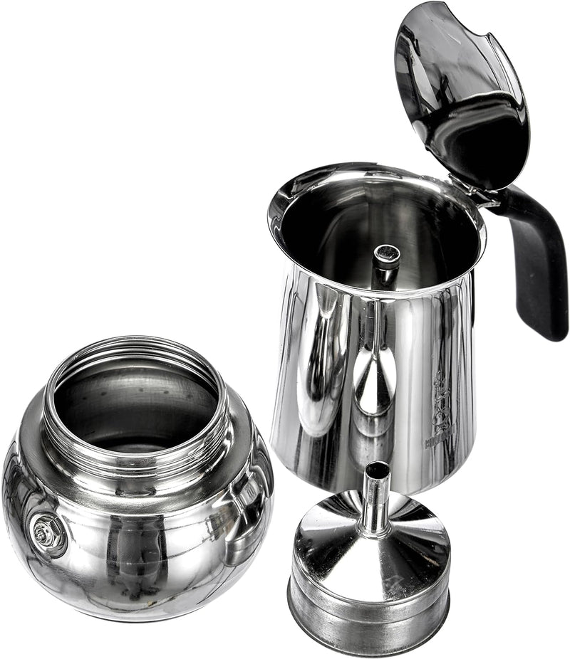 Bialetti 4883 Kitty 6 Tassen, Espressokocher Edelstahl, Rostfreier Stahl, Silber 6 Tassen