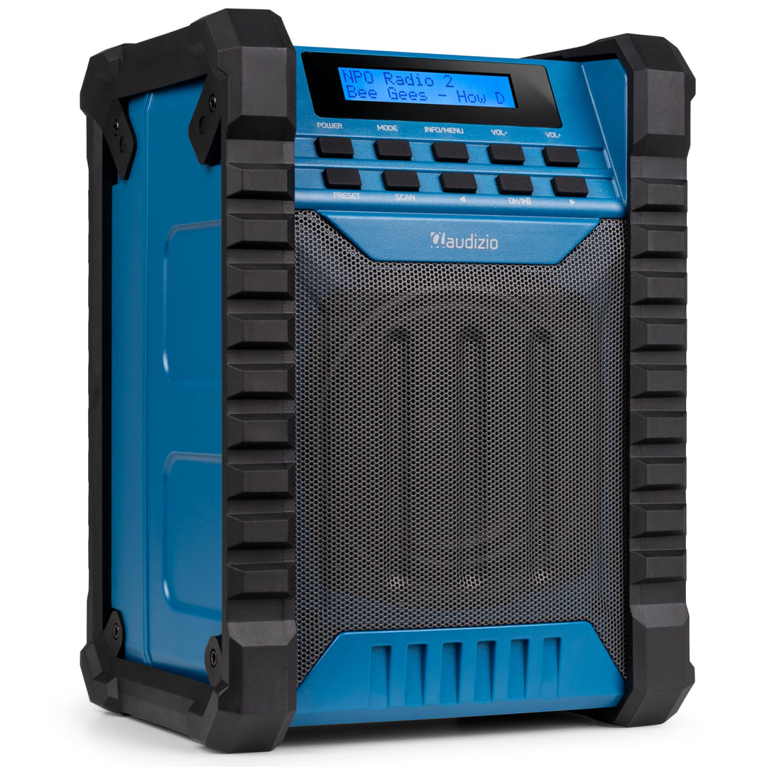 Audizio Jobsite - Baustellenradio DAB Plus Radio mit Bluetooth 5.0, Akku 8h, 100 Watt Leistung, IP54