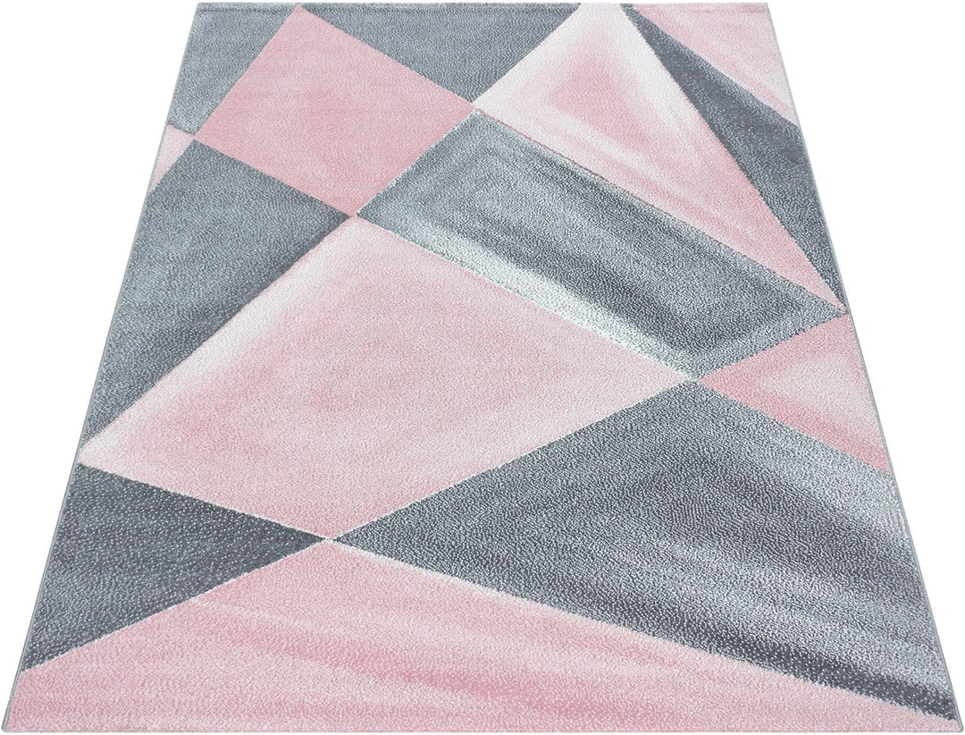 Carpetsale24 Designer Teppich Modern Abstrakt Gemustert – Pink und Grau – Wohnzimmerteppich für mode