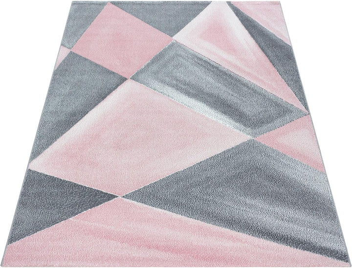Carpetsale24 Designer Teppich Modern Abstrakt Gemustert – Pink und Grau – Wohnzimmerteppich für mode