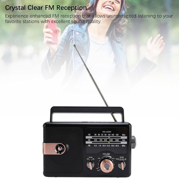 Tragbares Radio AM FM SW Full Band Radio Batterie mit Ladekabel, Batterie Nicht Inbegriffen, BT Laut