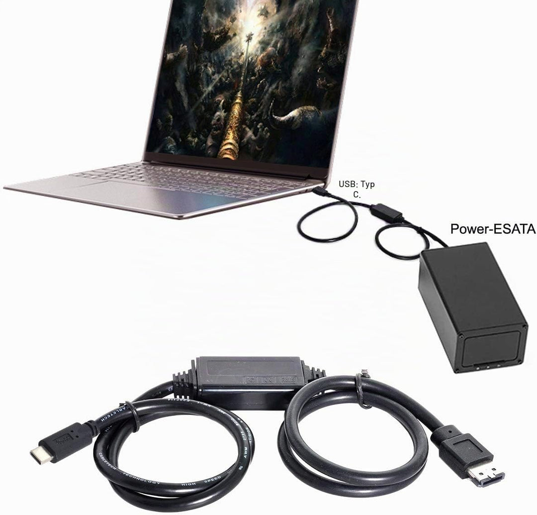 xiwai USB-C auf Power Over eSATA DC5V Adapter USB 3.0 auf HDD/SSD/ODD eSATAp Konverter