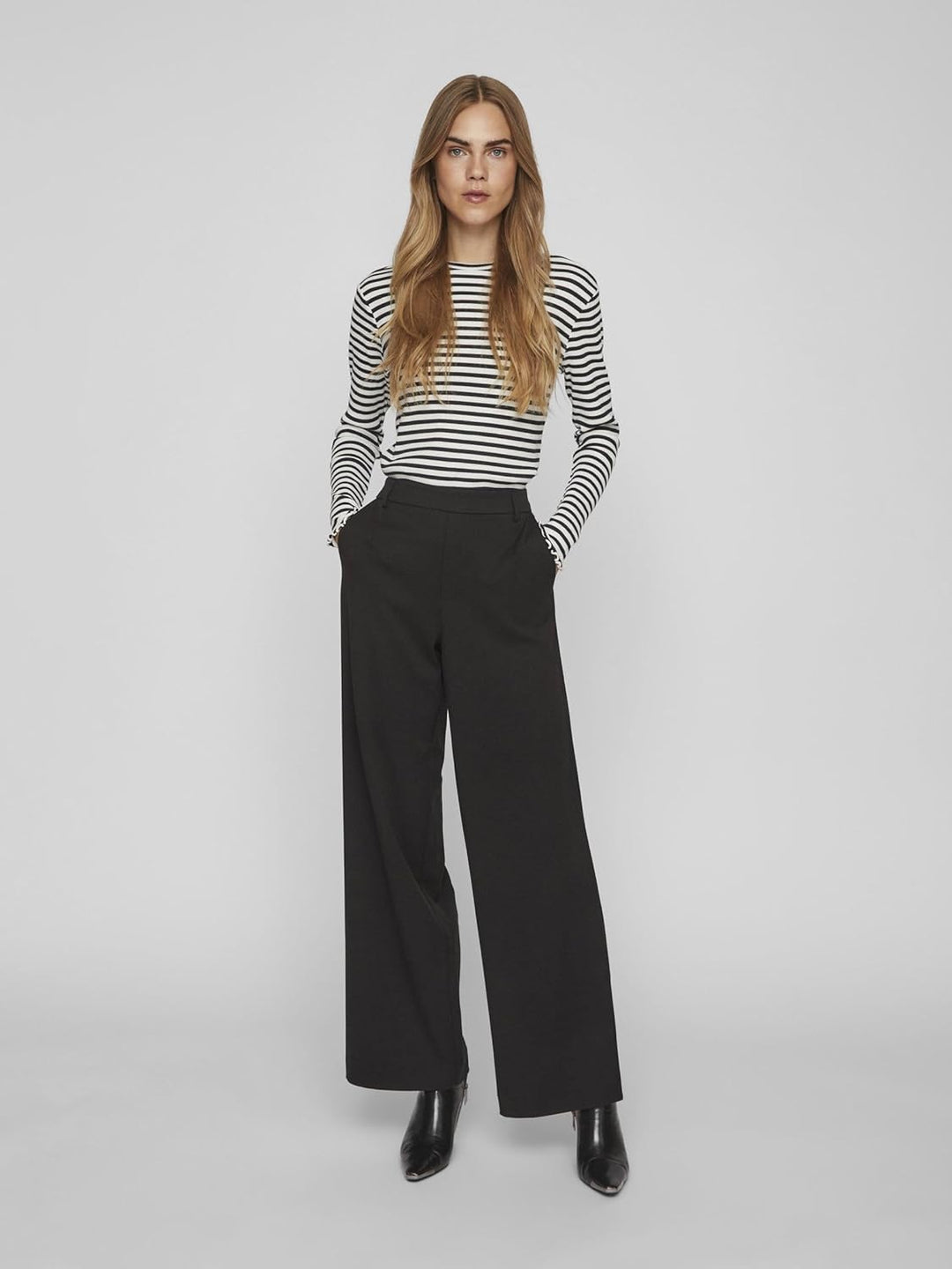 Vila Damen Vivarone Hw Wide Pant-Noos Stoffhose, Schwarz