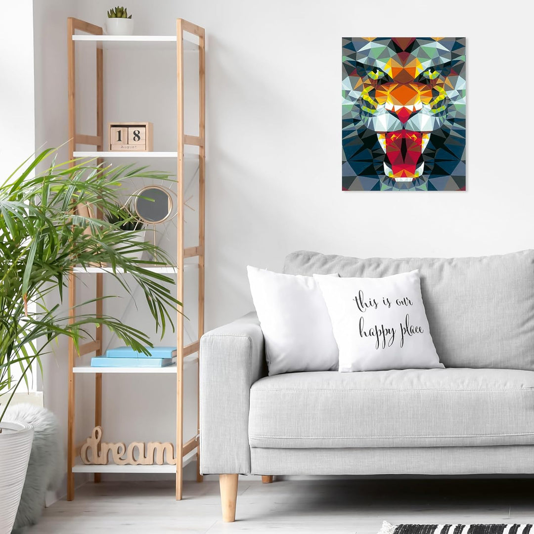 Ravensburger CreArt 23514 - Polygon Tiger - Malen nach Zahlen Erwachsene, DIY Malset mit Pinsel und