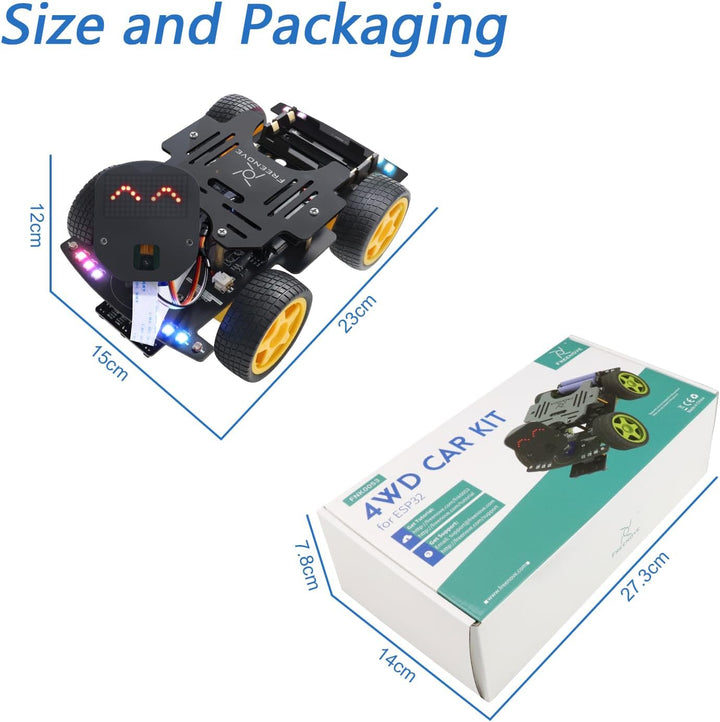 FREENOVE 4WD Car Kit for ESP32 CAM (Included), Dual-core 32-bit 240 MHz Microcontroller, Camera, Dot