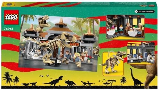 LEGO 76961 Jurassic Park Angriff des T. rex und des Raptors aufs Besucherzentrum, Dinosaurier Spielz
