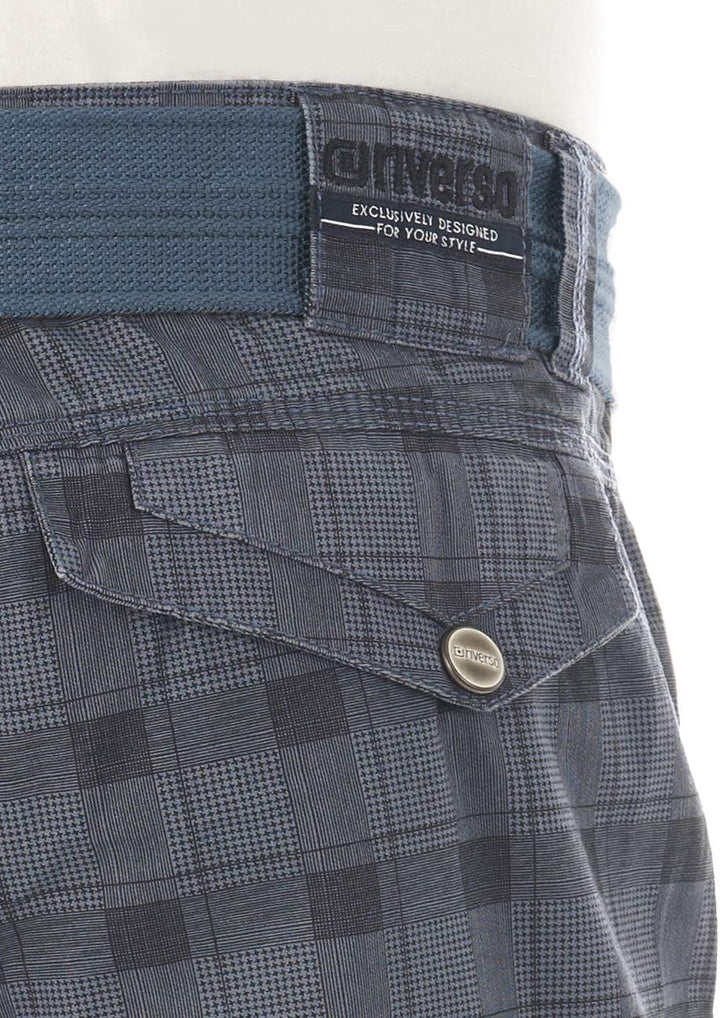 riverso Herren Cargo Shorts RIVAnton Regular Fit Gürtel Taschen Sommer Baumwolle Basic Kurze Kariert