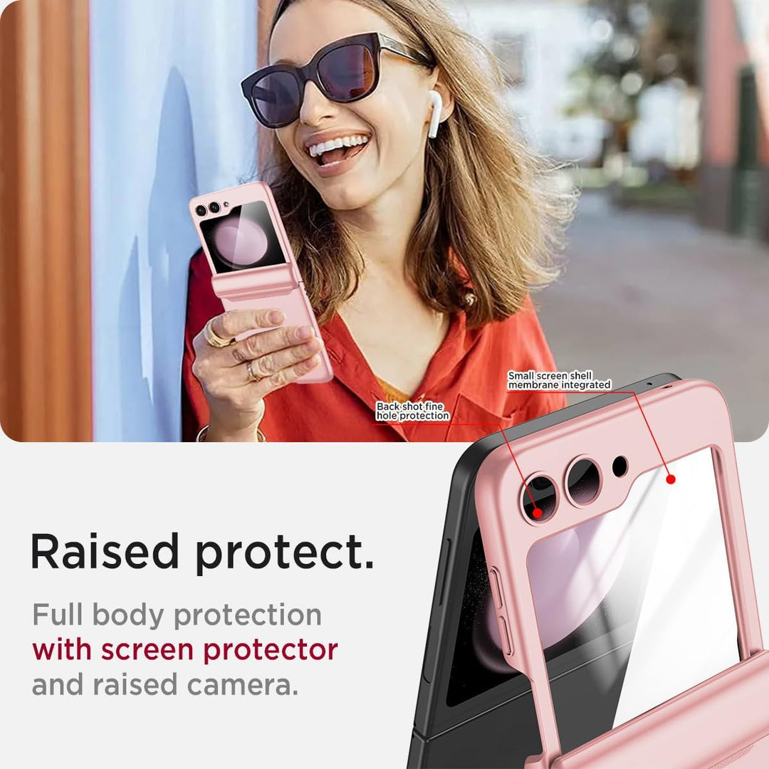 Miimall Kompatibel mit Samsung Galaxy Z Flip 5 Hülle mit Scharnierschutz Magnetischer [Externer Bild