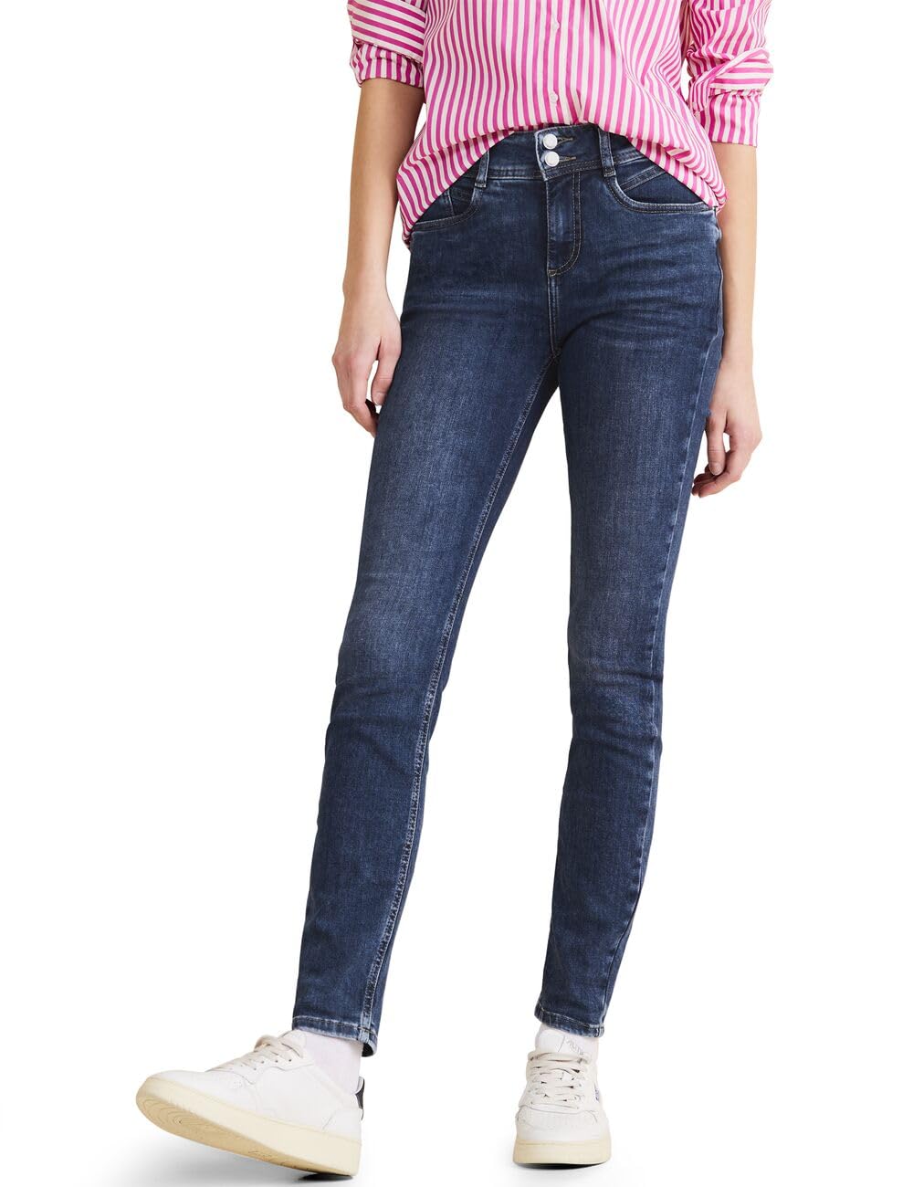 Street One Damen Slim Fit Jeans 25W / 32L Brilliant Indigo Random Wash, 25W / 32L Brilliant Indigo R