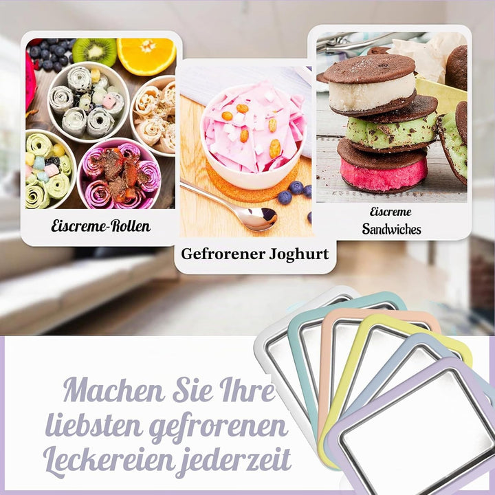 Eisplatte Eis Rolls zum Eis Machen DIY, Ice Cream Machine rolls maker mit 2 Spateln, Gelato Rollmasc