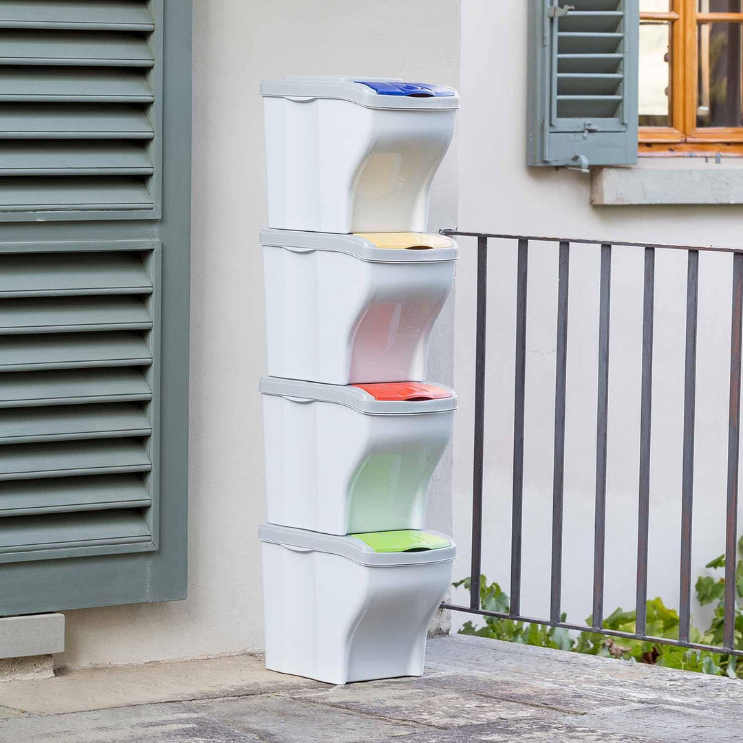 bama Mülleimer 4er-Set für Abfalltrennung - 20 Liter, Multiple Farben - Umweltfreundlich, Poker Seri