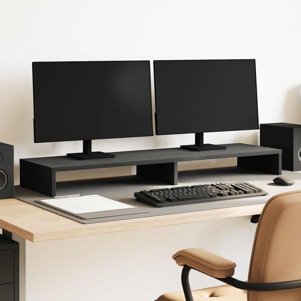 vidaXL Monitorständer Schwarz Eichen-Optik 100x27x10 cm Holzwerkstoff, Monitorerhöhung, Schreibtisch